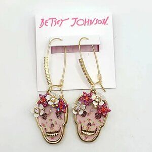 CLEARANCE Betsey Johnson Flower Sugar Skull Day of the Dead Earrings